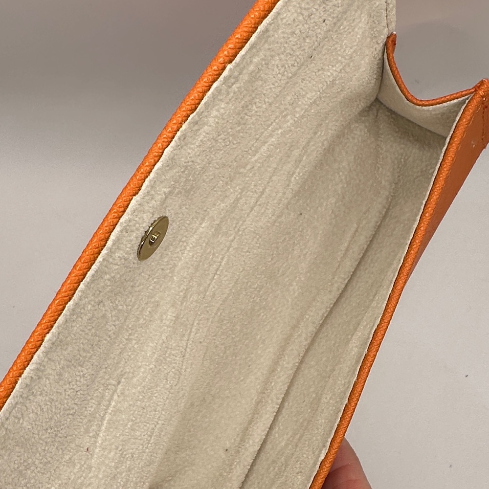 Tory Burch Orange Eyeglass Case with Gold Logo - Picture 3 of 3